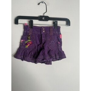 Vintage y2k Purple Corduroy Embroidered Peace Sign Flower Skirt Toddler 24Mo